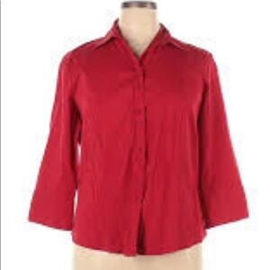 Dressbarn Vintage Red Button Down 3/4 Sleeve Blouse Ladies Small NEW